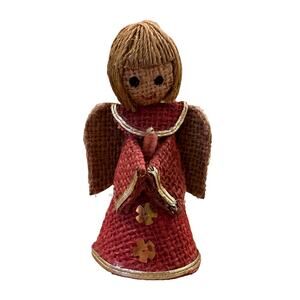 Angel Christmas Ornament Raffia Woven Handmade Vintage
